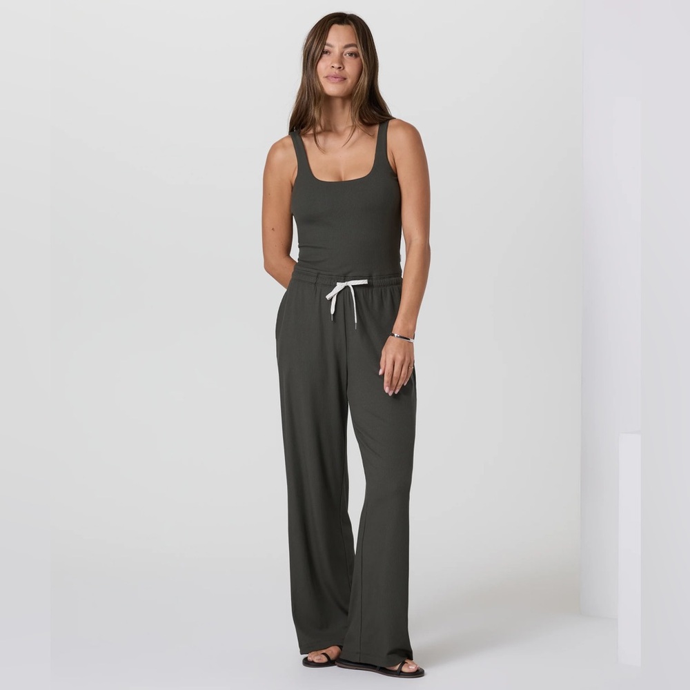 Vuori Women's Olive Tank Jumpsuit with Drawstring